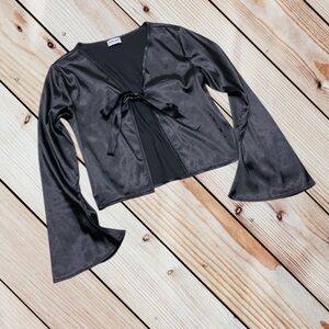 Candy Shop S black flare sleeve satin cardigan